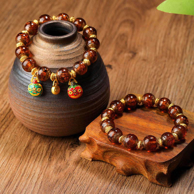 Buddha Stones金呑み獣ファミリーチャーム 琉璃ガラスビーズ幸運繁栄ブレスレット - image 18