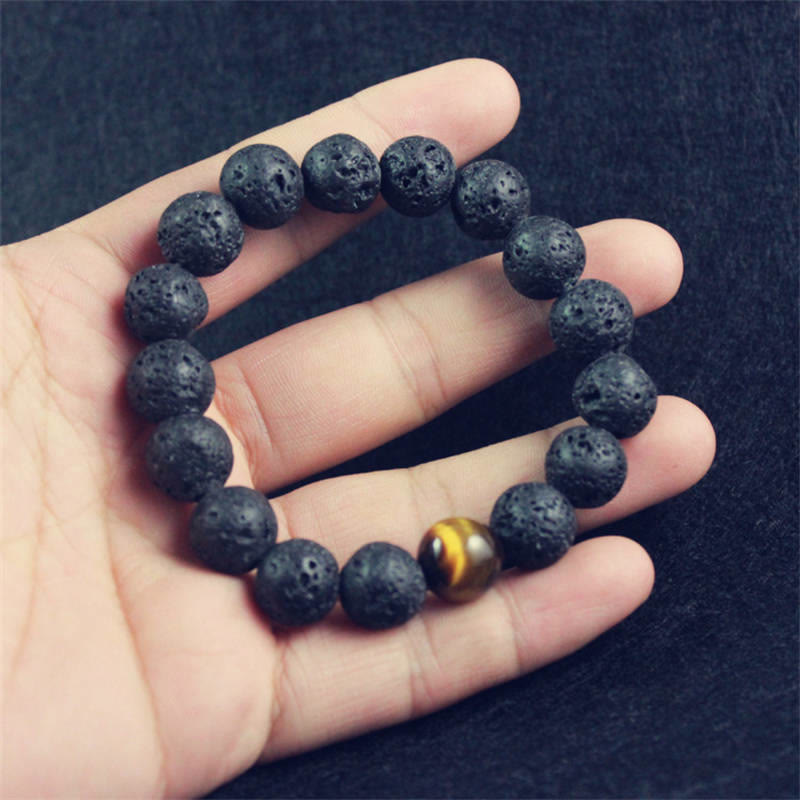 Buddha Stones溶岩石 タイガーアイ 石 平和ヒーリングブレスレット - image 4