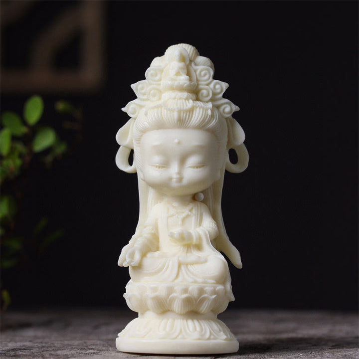Buddha Stonesミニ象牙フルーツ観音観音菩薩蓮華富のデスク装飾