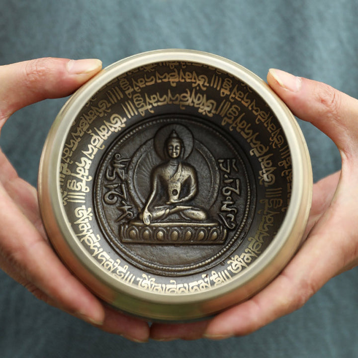 集中力と瞑想のための手作りのBuddha Stonesチベットサウンドボウル平和な幸福シンギングボウルセット