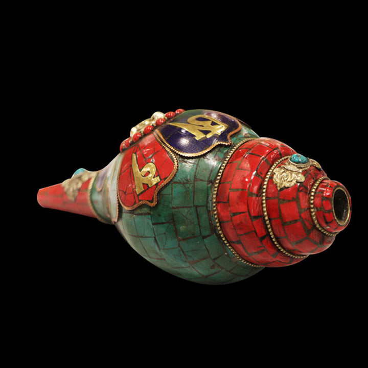 チベットの手作りシャンカオーム・マニ・パドメ・フム仏法螺貝幸運の装飾 - image 13