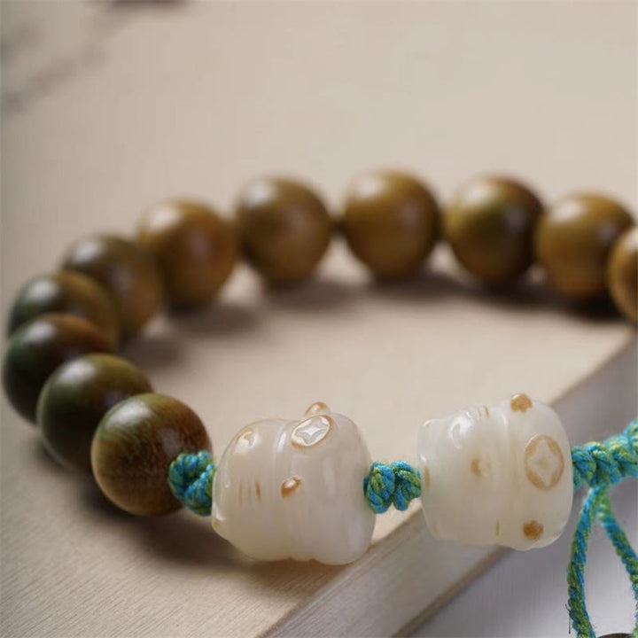 Buddha Stones緑檀菩提樹 菩提樹の種 招き猫幸運を呼ぶブレスレット - image 4