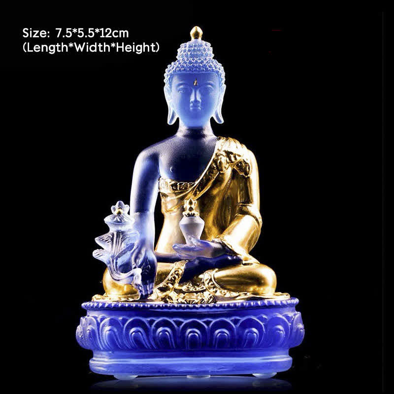 Buddha Stones薬師如来 手作り 瑠璃水晶 芸術作品 慈悲の像 自宅 オフィス 供物 装飾