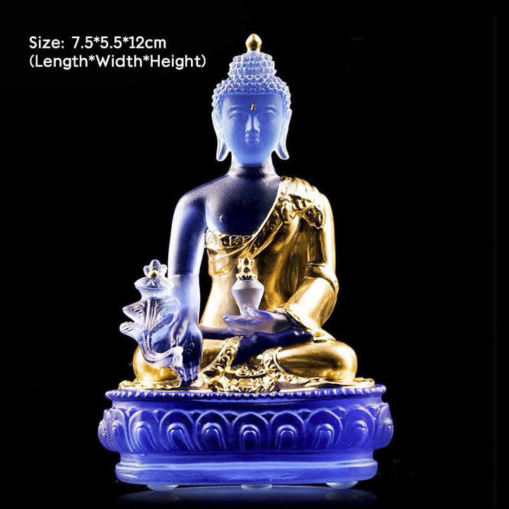 Buddha Stones薬師如来 手作り 瑠璃水晶 芸術作品 慈悲の像 自宅 オフィス 供物 装飾