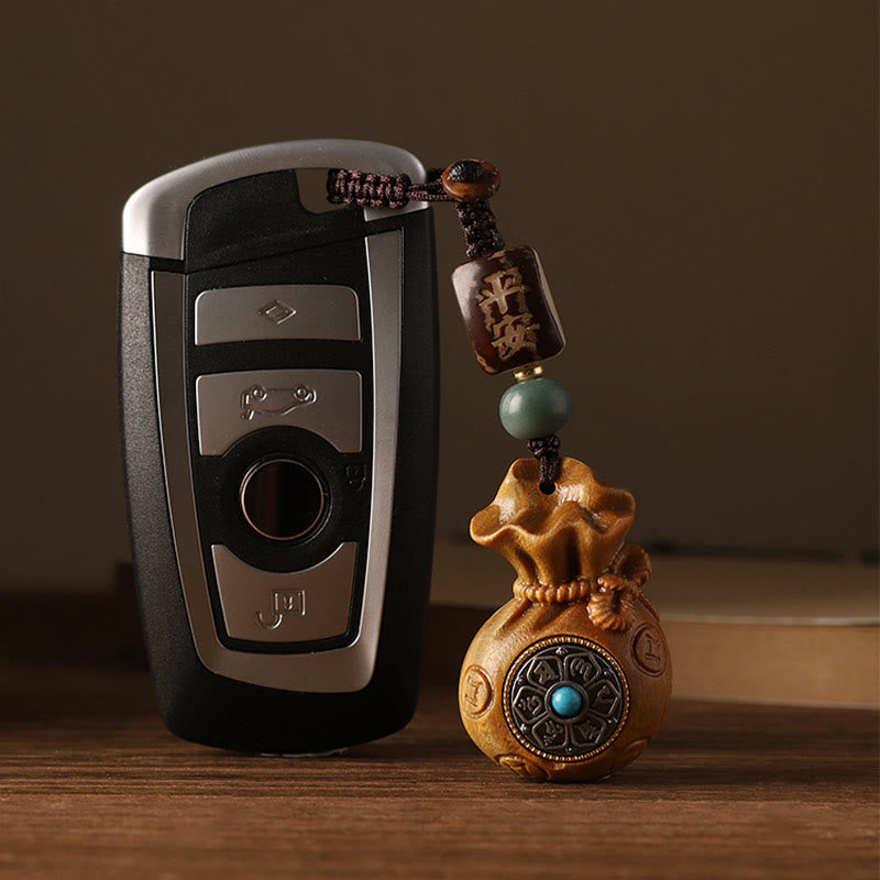 Buddha Stones小葉紫檀緑白檀 マネーバッグオーム・マニ・パドメ・フム回転式保護吊り下げ装飾 - image 25