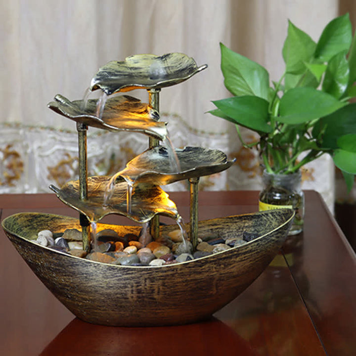 Buddha Stones蓮の葉型 滝 噴水 卓上装飾品 LEDライト付き ホームオフィス デスクトップ装飾 - image 7