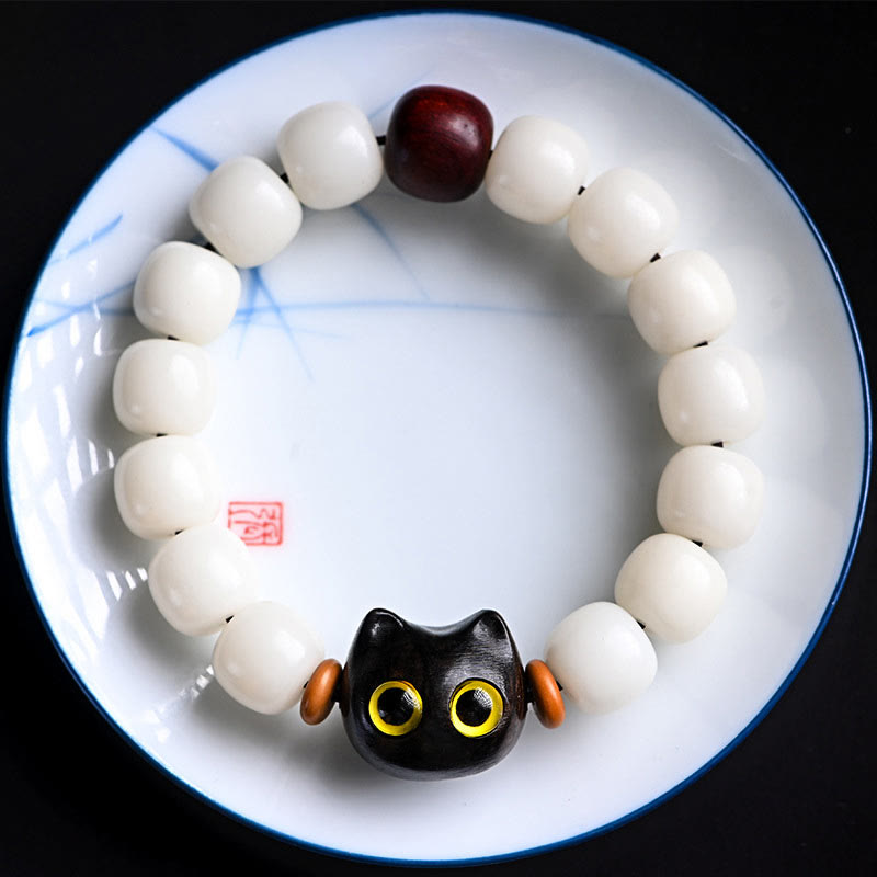 Buddha Stones天然菩提樹の小葉紫檀黒檀招き猫 知恵のブレスレット - image 11