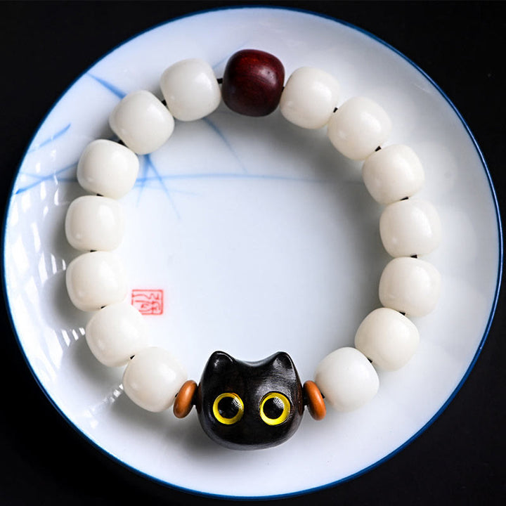 Buddha Stones天然菩提樹の小葉紫檀黒檀招き猫 知恵のブレスレット - image 11