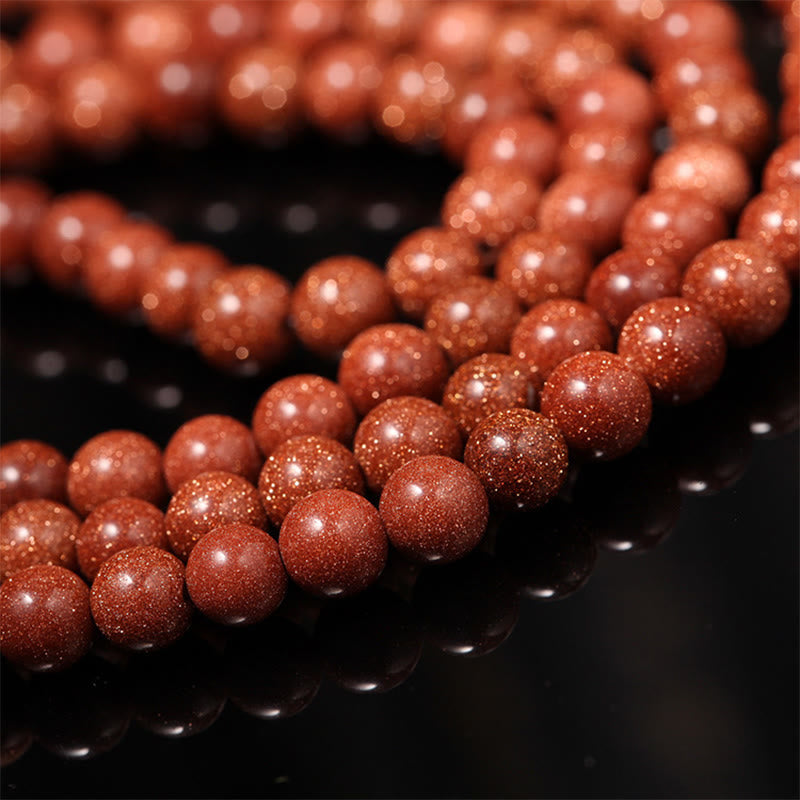 Buddha Stones 108Malaビーズ ゴールドストーンOm Mani Padme Humスワスティカ 自信のブレスレット
