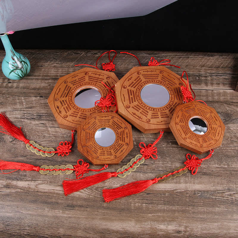 風水八卦図 桃の木 五帝銭 中国結び バランスエネルギーマップ ミラー - image 0