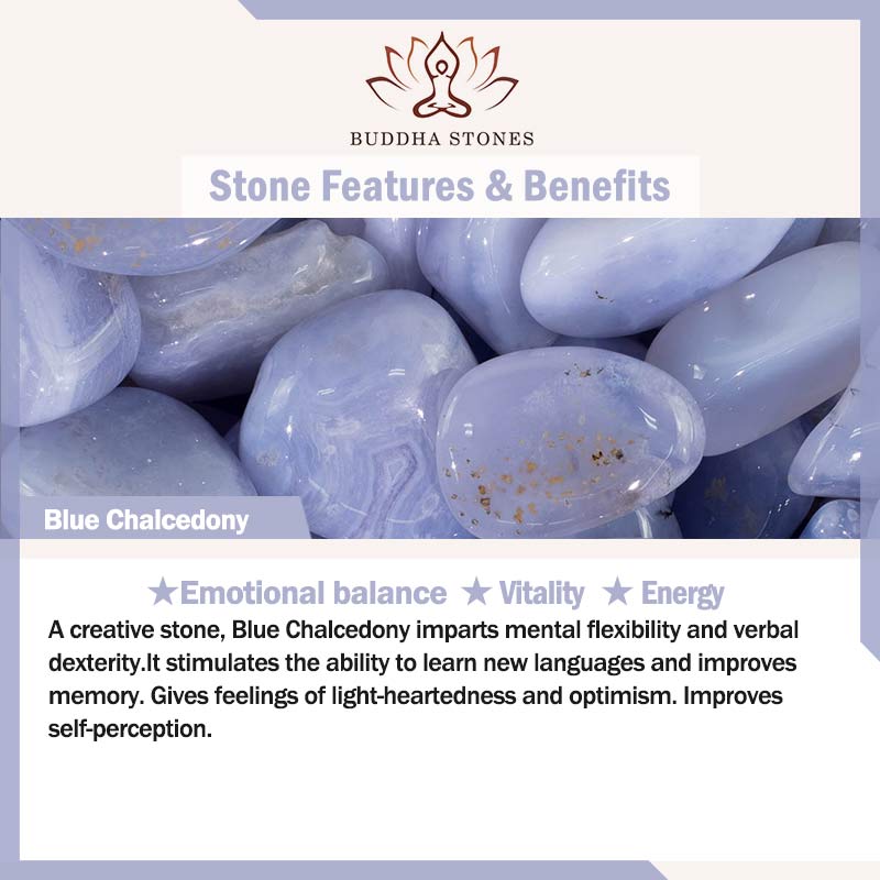 Buddha Stonesブルーカルセドニー 感情バランスブレスレット バングル