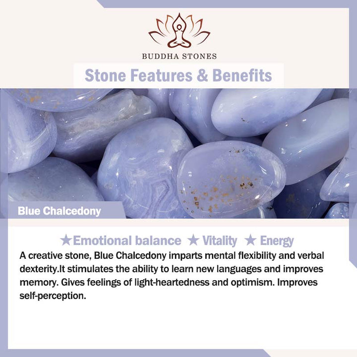 Buddha Stonesブルーカルセドニー 感情バランスブレスレット バングル