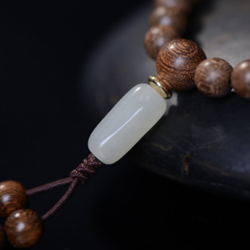 Buddha Stones 108 個入りMalaビーズ ローズウッド 翡翠 カームブレスレット