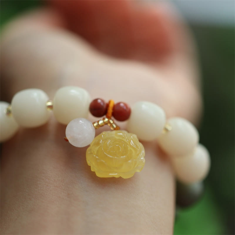 Buddha Stonesグラデーション菩提樹種子琥珀蓮平和ブレスレット