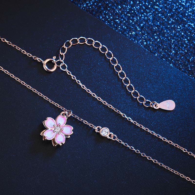 Buddha Stones925スターリングシルバー 桜の花 回転式保護ネックレスペンダント - image 4