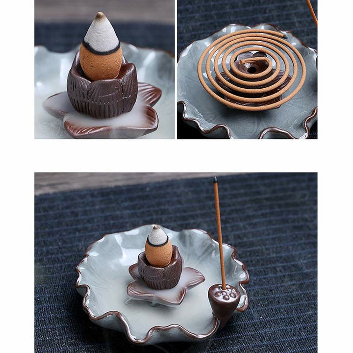 蓮の花のスクエアセラミックスピリチュアル逆流香炉