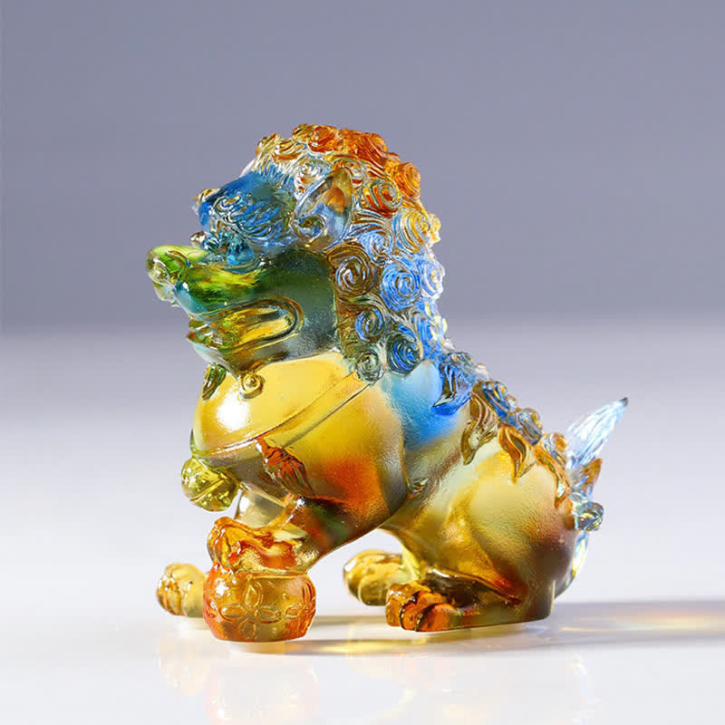 手作りのLiuliクリスタルライオンアートピースの強さホームオフィスの装飾