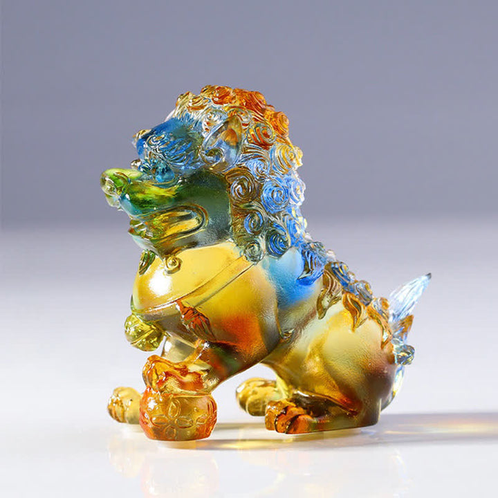 手作りのLiuliクリスタルライオンアートピースの強さホームオフィスの装飾