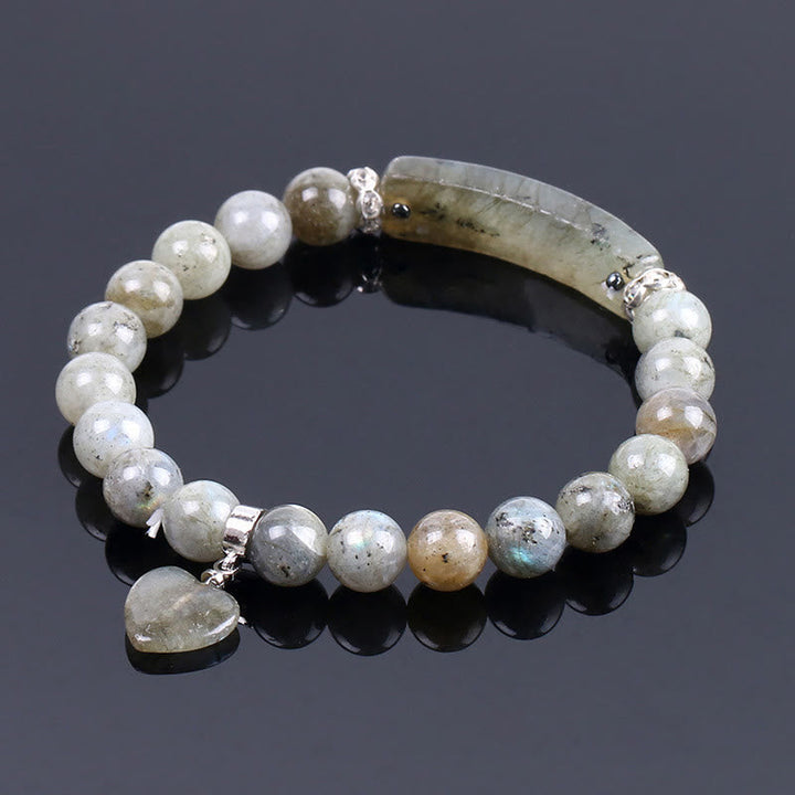 Buddha Stones天然石クォーツ ラブハート ヒーリングビーズブレスレット
