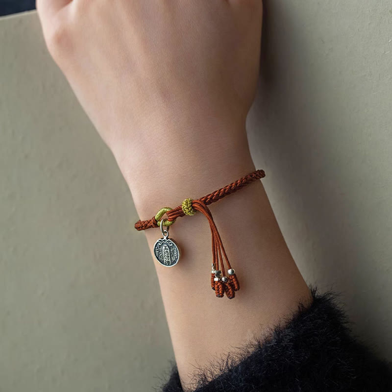 Buddha Stonesハンドメイド 925 スターリングシルバー 五行神 富と幸運の守護 紐編みブレスレット - image 11