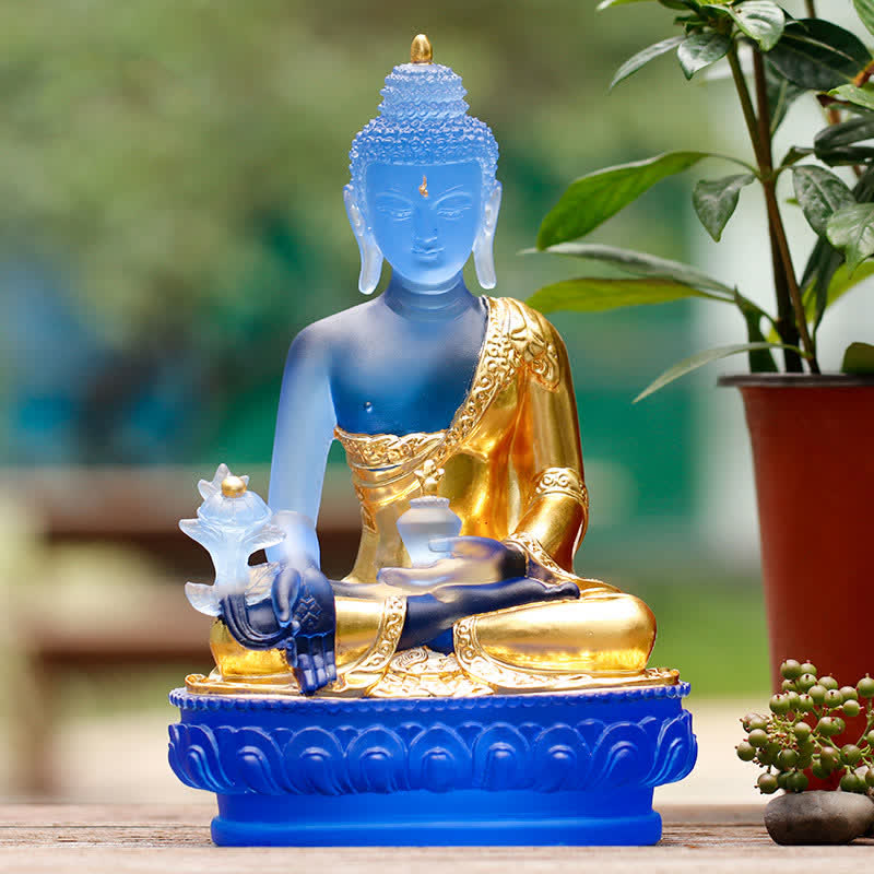 Buddha Stones薬師如来 手作り 瑠璃水晶 芸術作品 慈悲の像 自宅 オフィス 供物 装飾