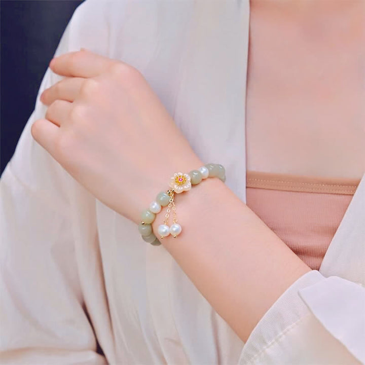 和田翡翠花珠幸福の豊穣のブレスレット