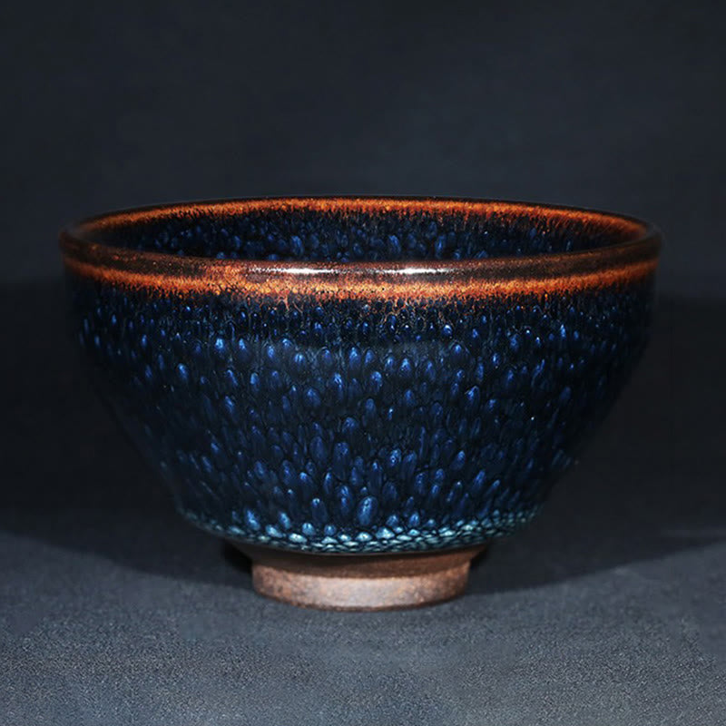 Buddha Stones手作り ブルーフランコリヌス スポット 中国 Jianzhan 陶器 ティーカップ カンフー ティーカップ ボウル - image 5