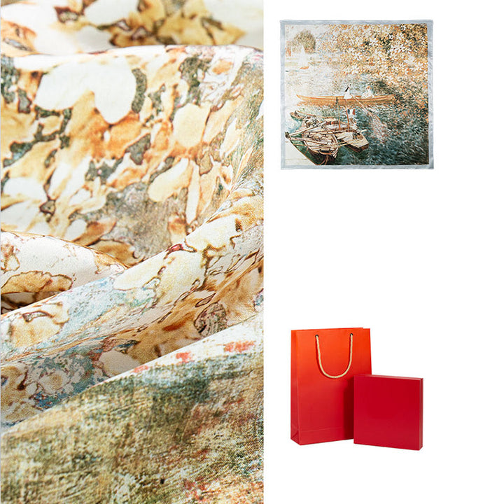 Buddha Stonesジャングル油絵吉兆雲100%マルベリーシルクスカーフプレミアムグレード6A両面シルクネックスカーフ - image 19