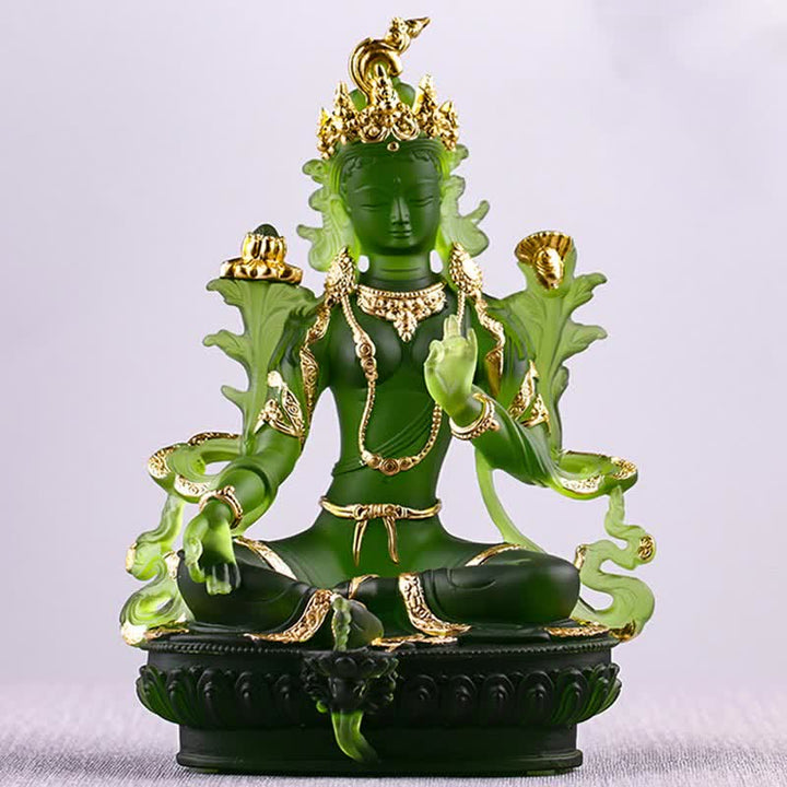Buddha Stonesグリーンターラ ハンドメイド リュウリ クリスタル アートピース 守護 自宅 オフィス 像 装飾 - image 15
