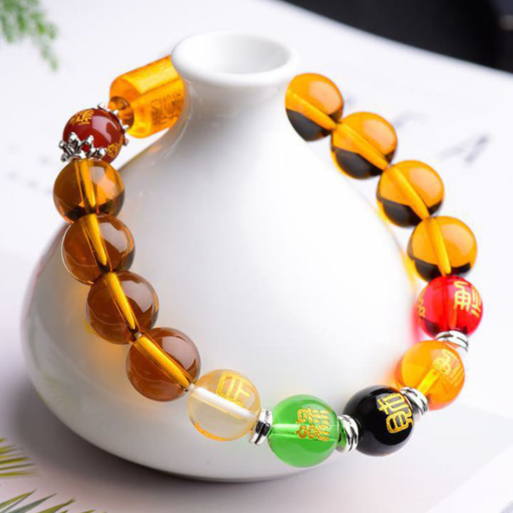 Buddha Stones天然シトリン幸運幸福ブレスレット