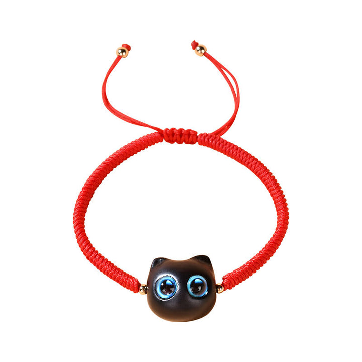 Buddha Stones、黒檀、猫の頭の模様、平和、キングコングの結び目、編み込みブレスレット - image 13