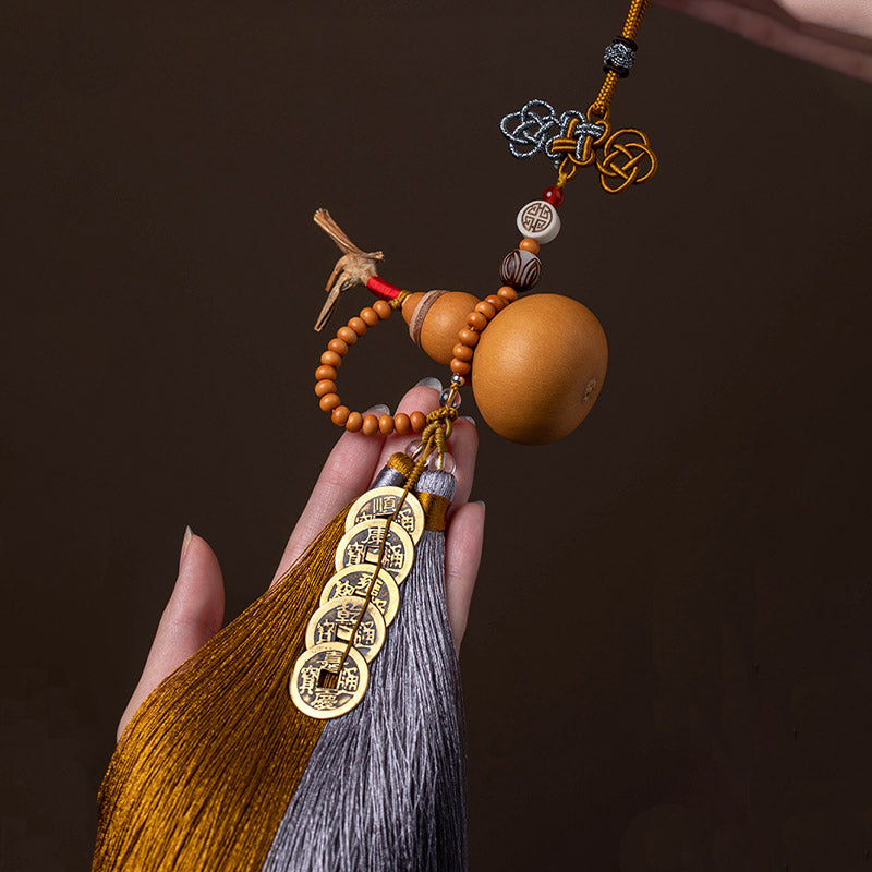 Buddha Stones風水 コイン ひょうたん 中国結び 幸運コイン 五帝 お金 富 タッセル 装飾 - image 11