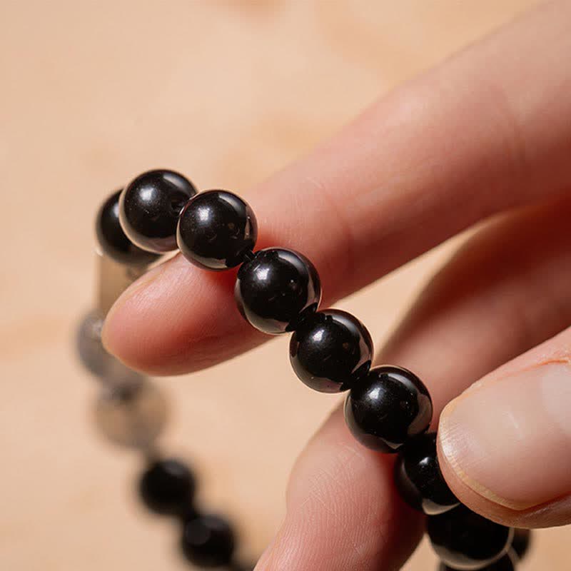 925スターリングシルバーのオブシディアンムーンストーンの強さのカップルブレスレット - image 5