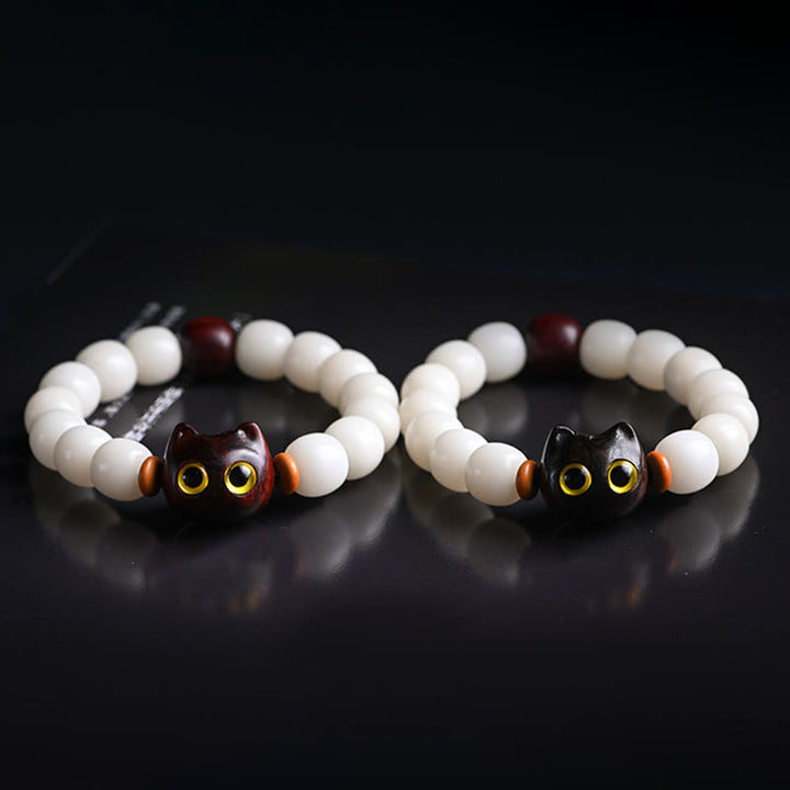 Buddha Stones天然菩提樹の小葉紫檀黒檀招き猫 知恵のブレスレット - image 19