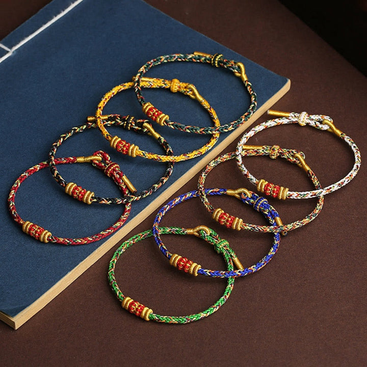 Buddha Stonesハンドメイドカラフルロープキングコングノット編み幸運ブレスレット - image 1