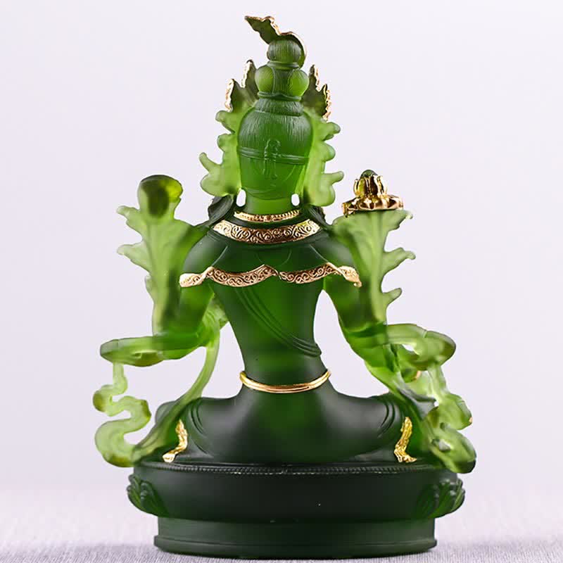 Buddha Stonesグリーンターラ ハンドメイド リュウリ クリスタル アートピース 守護 自宅 オフィス 像 装飾 - image 17