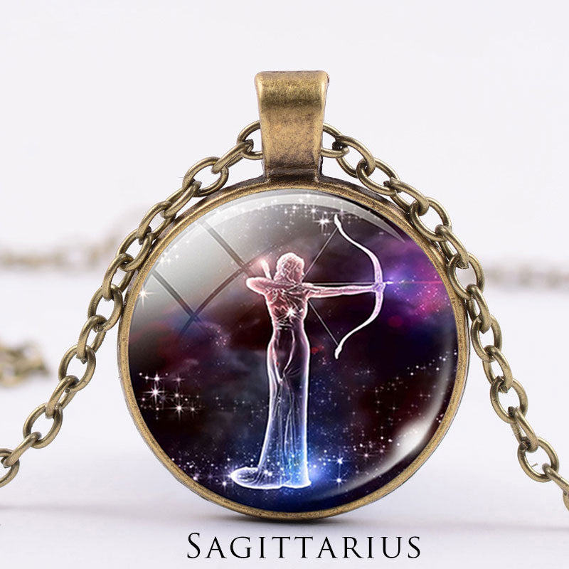 12星座の月と星空の守護の祝福ネックレスペンダント