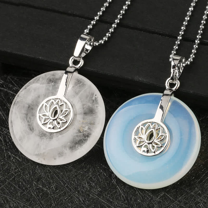 Buddha Stones各種クリスタルアメジストピンククリスタルロータスヒーリングネックレスペンダント