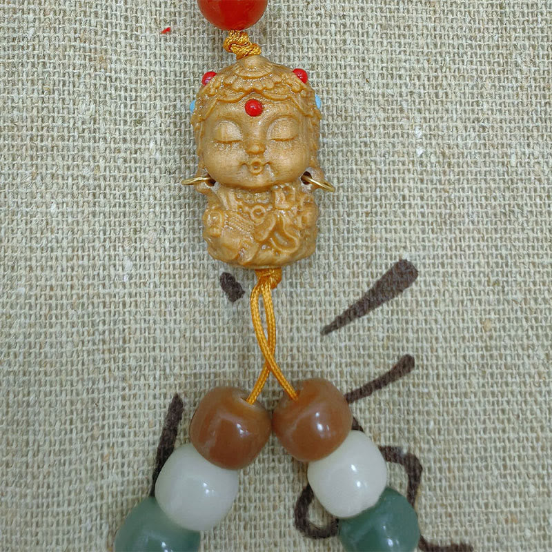 Buddha Stones 108Malaビーズ グラデーション 菩提樹 グリーン ターラ仏 彫刻 平和 ハーモニー ブレスレット