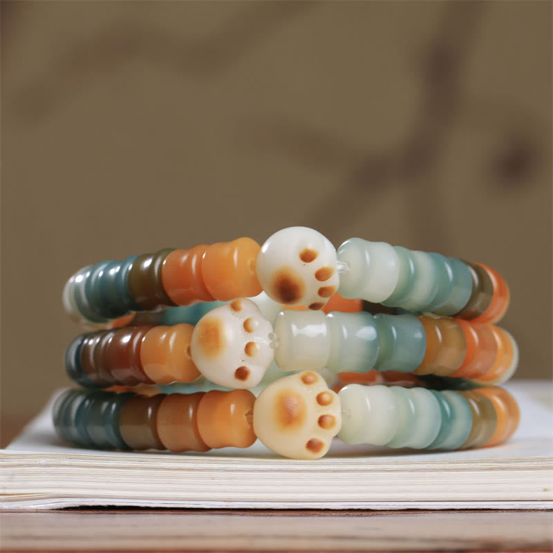 Buddha Stonesカラフルな菩提樹の実 猫の足跡 知恵のブレスレット - image 6