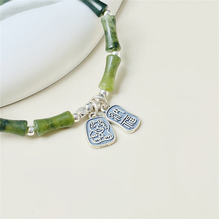 Buddha Stones925 スターリングシルバー 竹翡翠 幸運の猫福キャラクター 幸運の豊かさのブレスレット - image 3