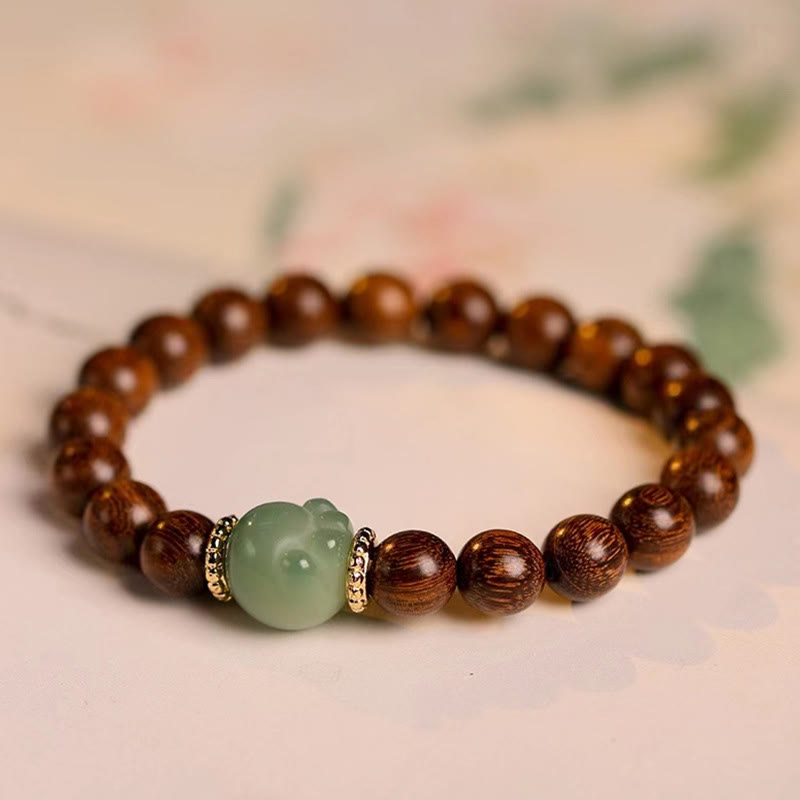 Buddha Stonesサンダルウッドの愛らしい猫の足跡守護ブレスレット - image 2