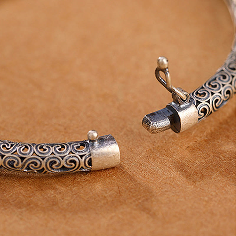 ヴィンテージ唐代の花模様彫刻赤瑪瑙銅製幸運ブレスレットバングル - image 13