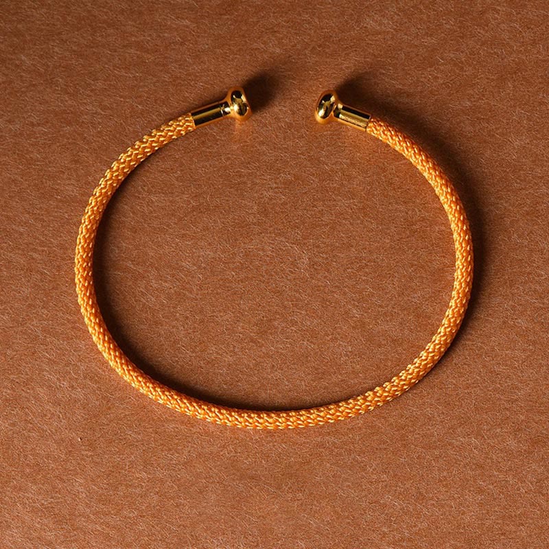 Buddha Stonesのシンプルなデザイン、手作りの幸運の編み紐カフブレスレット - オレンジ - image 22