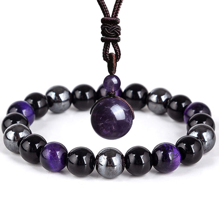 Buddha Stonesチベットタイガーアイブレスレットネックレスセット