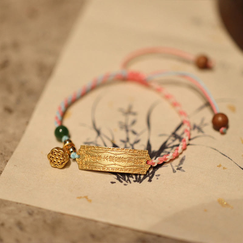 Buddha Stones925 スターリングシルバー ハンドメイド マルチカラー ストリング プロテクション 幸運のお守り 編み込みブレスレット - ピンクブルーロータスブレスレット（手首周り14～20cm） - image 0