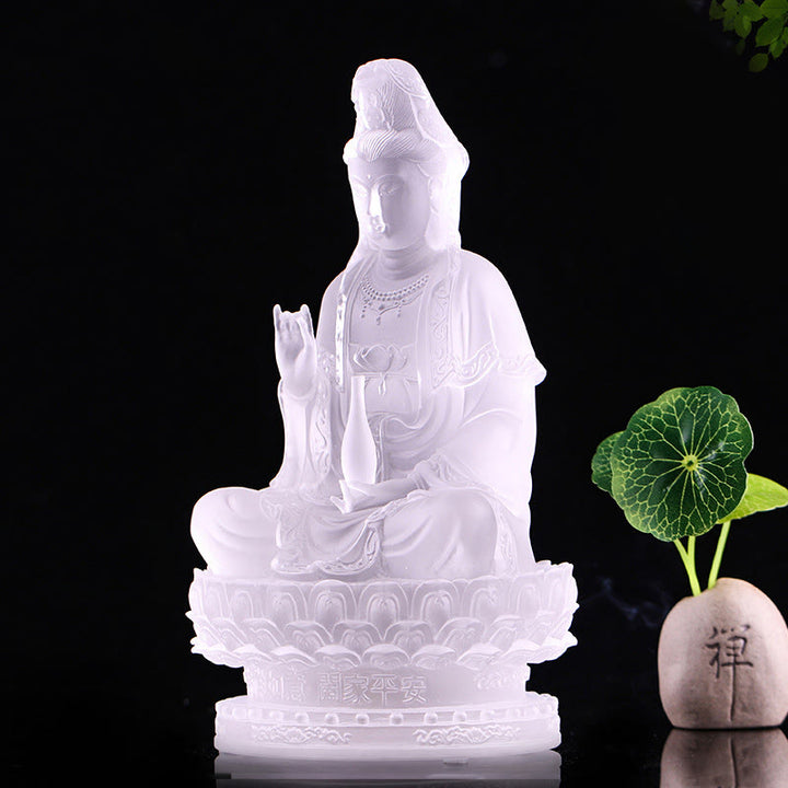 Buddha Stones観音菩薩 手作り置物 琉璃クリスタルアート作品 富の像 家へのお供え物 装飾