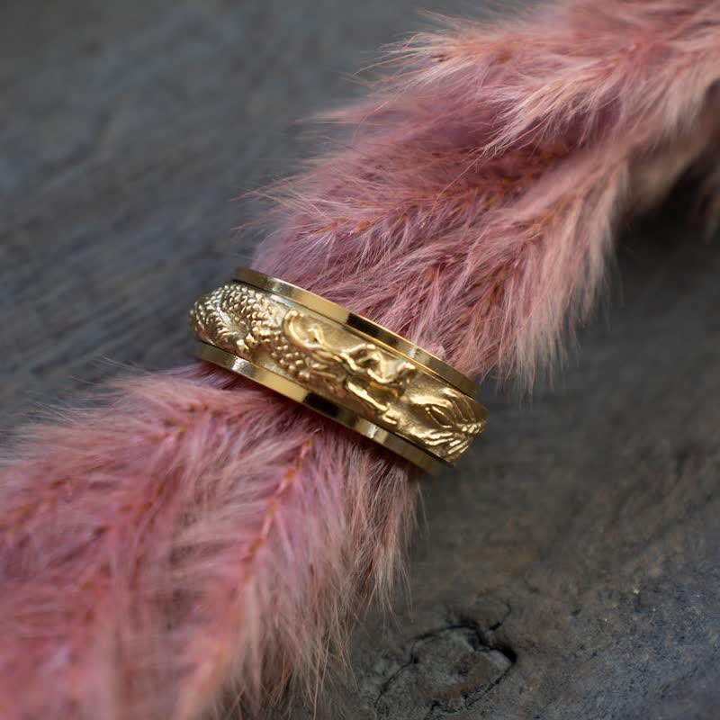 Buddha Stones ドラゴンチタン鋼刺激回転リング - image 9