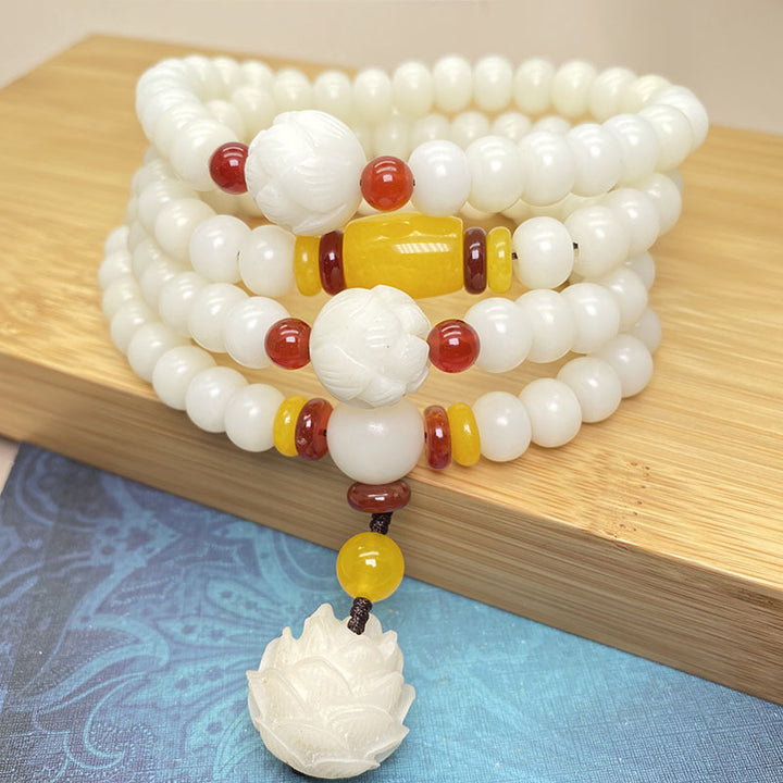 Buddha Stonesロータス 菩提樹Mala108個 守護ブレスレット