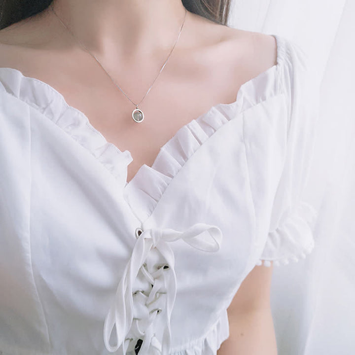 Buddha Stones 925スターリングシルバー ムーンストーン ラブプラネット 回転パターンネックレスペンダント